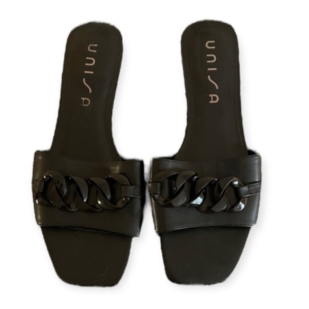Unisa Black Chain Slide Sandals 9.5 M